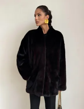 Стильный женский норковый жакет (шуба) Brown Velvet