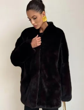 Стильный женский норковый жакет (шуба) Brown Velvet