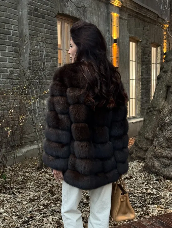 Шуба из соболя с воротником шанель, поперечка