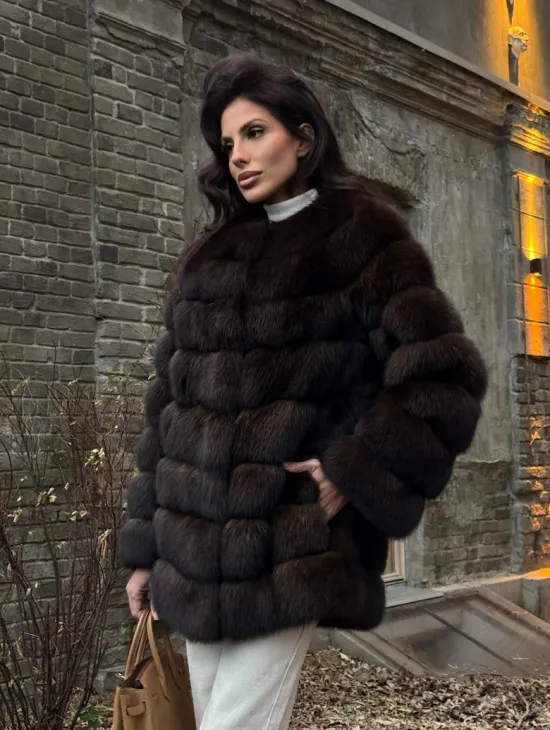 Шуба из соболя с воротником шанель, поперечка