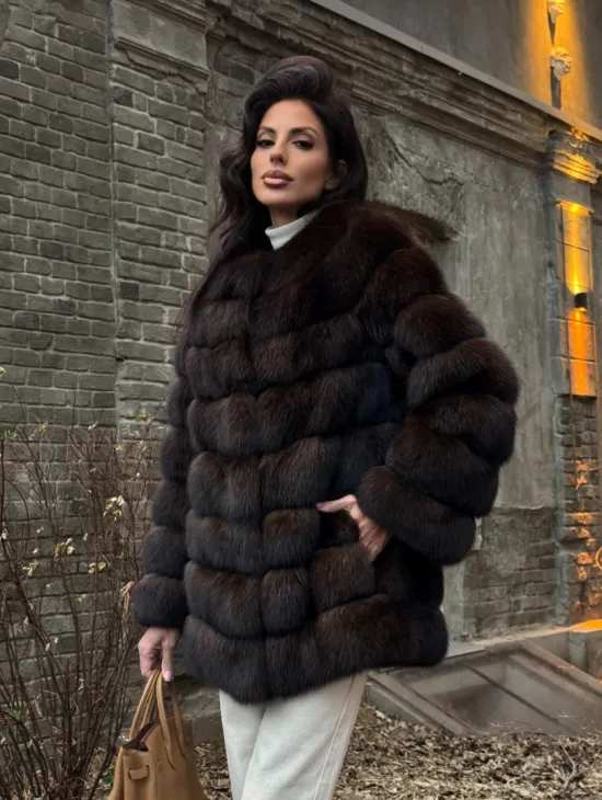 Шуба из соболя с воротником шанель, поперечка