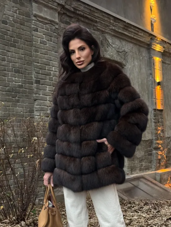 Шуба из соболя с воротником шанель, поперечка