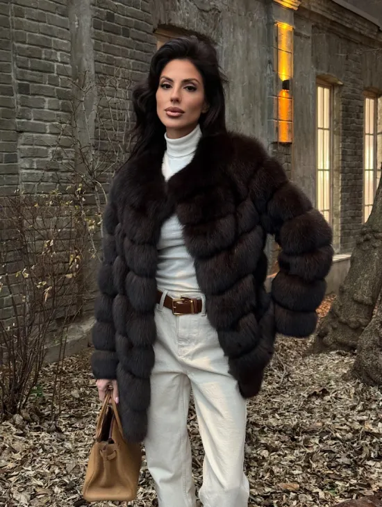 Шуба из соболя с воротником шанель, поперечка