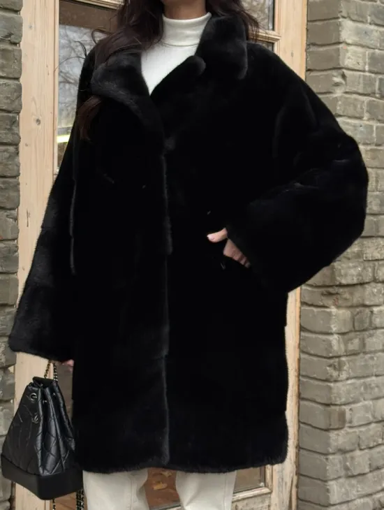 Меховое норковое полупальто из норки Blackglama с английским воротником