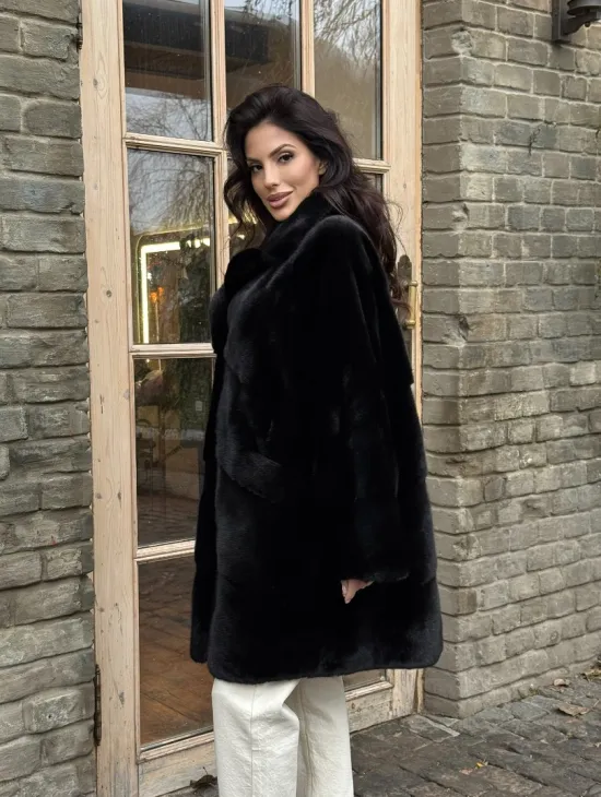 Меховое норковое полупальто из норки Blackglama с английским воротником