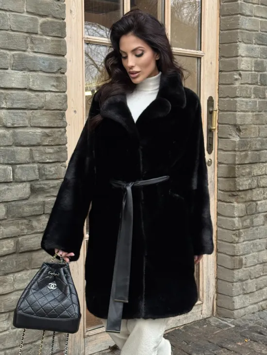 Меховое норковое полупальто из норки Blackglama с английским воротником