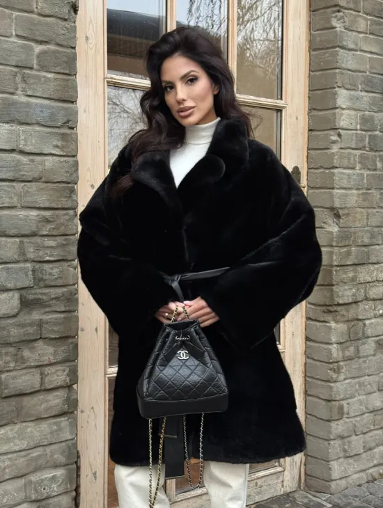 Меховое норковое полупальто из норки Blackglama с английским воротником