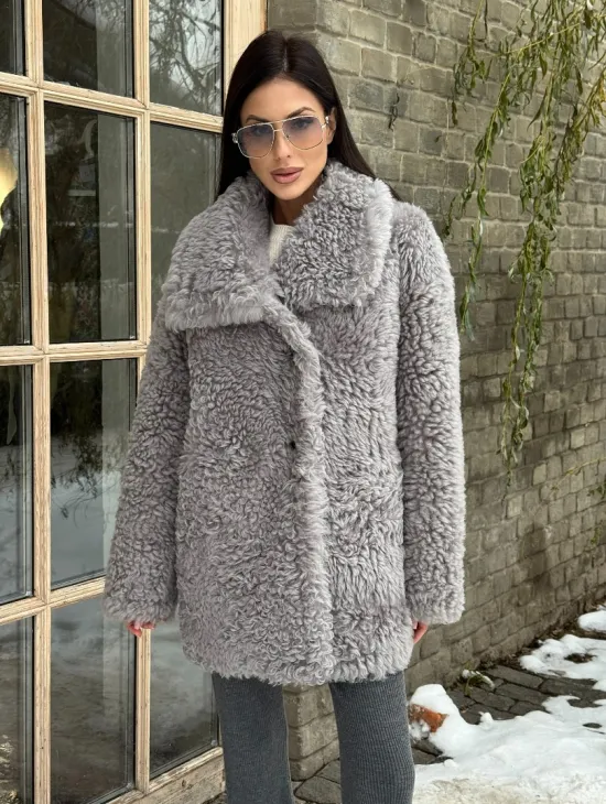 Короткая шубка - дублёнка из овчины