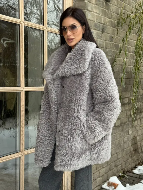 Короткая шубка - дублёнка из овчины