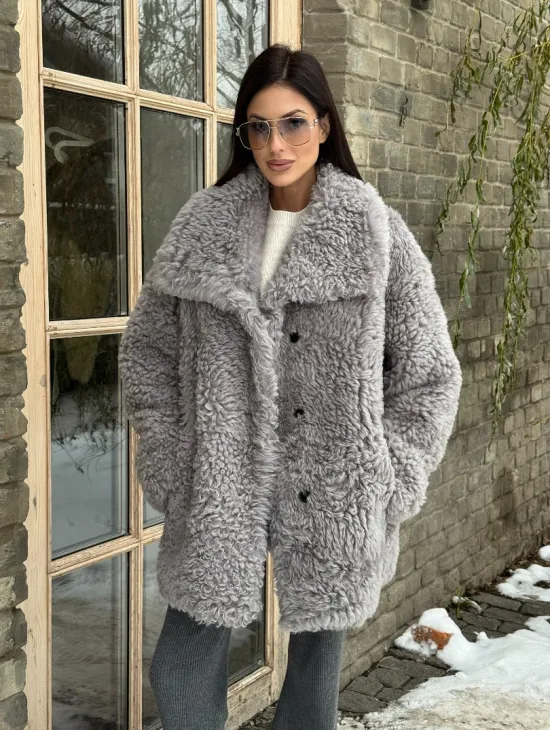 Короткая шубка - дублёнка из овчины