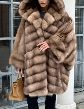 Шуба из меха куницы «летучая мышь»