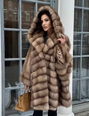 Шуба из меха куницы «летучая мышь»