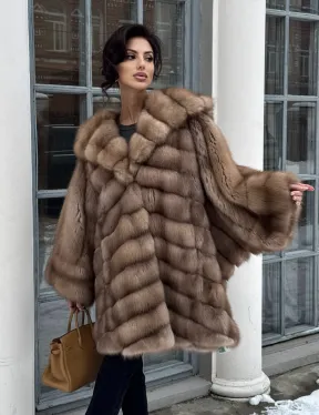 Шуба из меха куницы «летучая мышь»