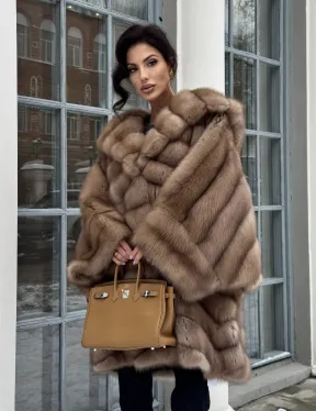 Шуба из меха куницы «летучая мышь»