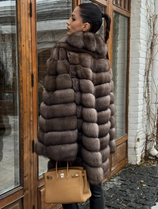 Шуба из соболя баргузинского с английски воротником SILVER 1-2