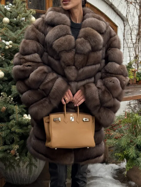 Шуба из соболя баргузинского с английски воротником SILVER 1-2