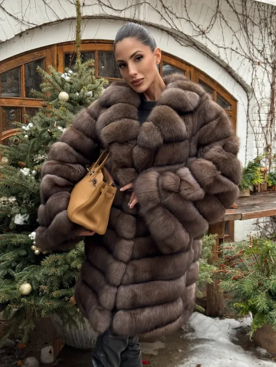 Шуба из соболя баргузинского с английски воротником SILVER 1-2