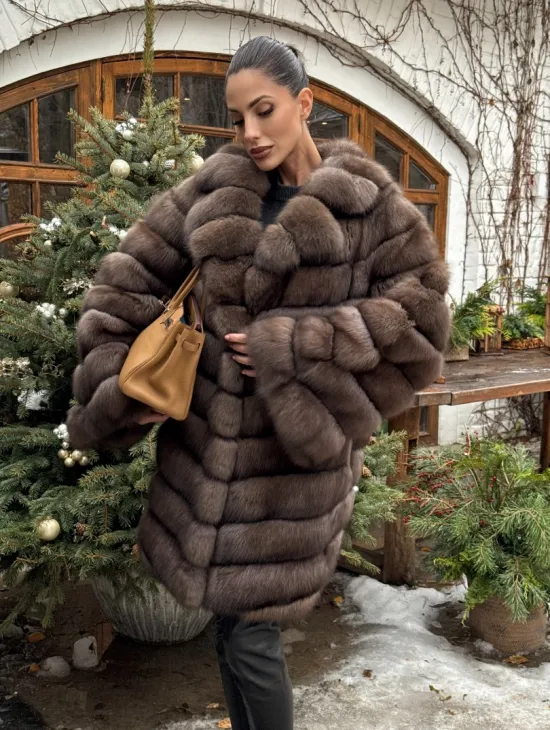 Шуба из соболя баргузинского с английски воротником SILVER 1-2