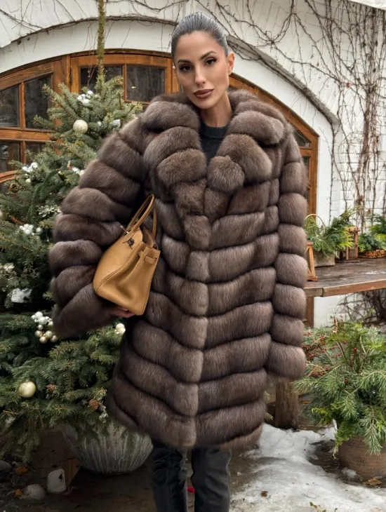 Шуба из соболя баргузинского с английски воротником SILVER 1-2