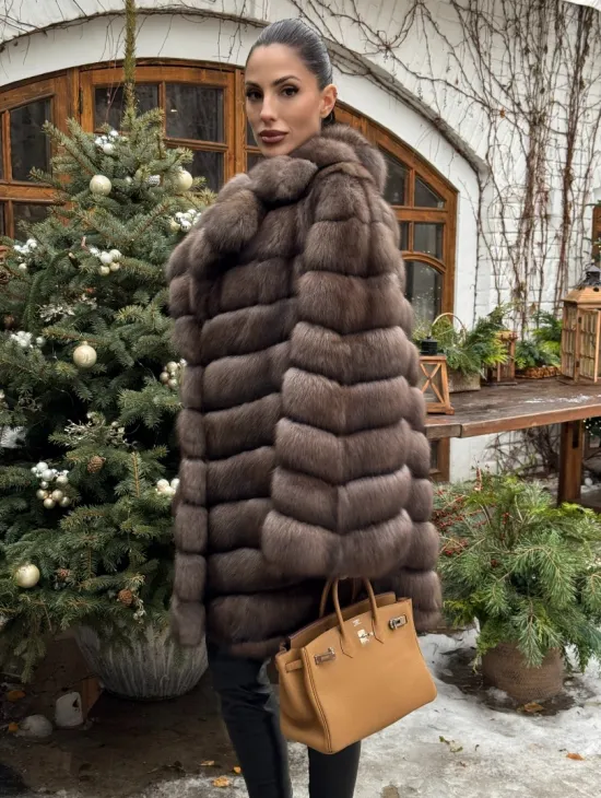 Шуба из соболя баргузинского с английски воротником SILVER 1-2