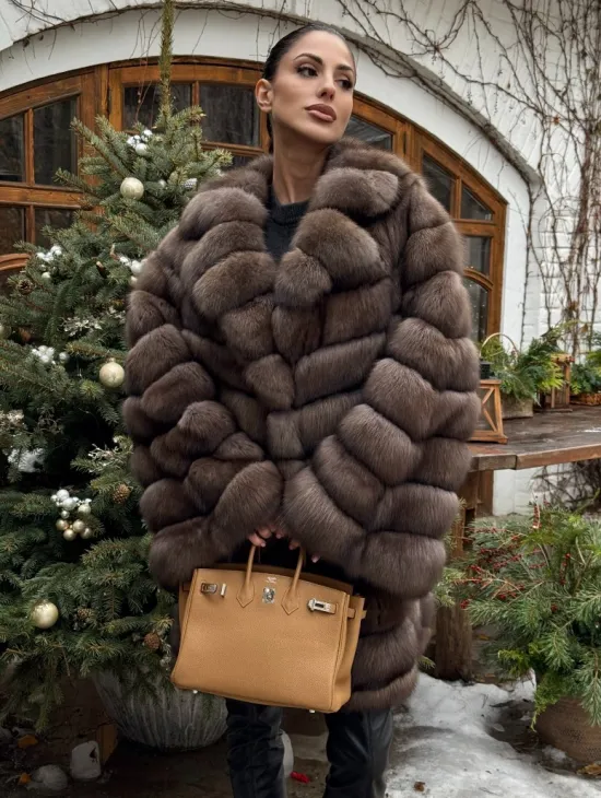 Шуба из соболя баргузинского с английски воротником SILVER 1-2