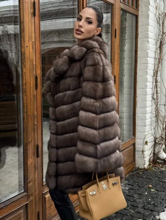 Шуба из соболя баргузинского с английски воротником SILVER 1-2