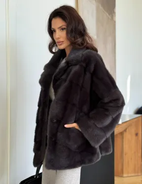 Полушубок норковый автоледи с английским воротником