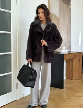 Полушубок норковый автоледи с английским воротником