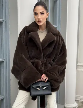 Летучка - шуба из норки с английским воротником цвет 