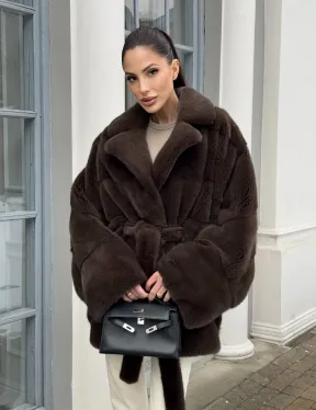 Летучка - шуба из норки с английским воротником цвет 