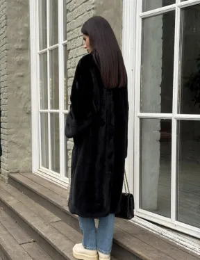 Шуба из норки Black в классической выкладке с воротником стойка-шаль