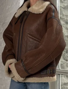 Женская короткая дубленка Brown vintage из натуральной овчины кёрли