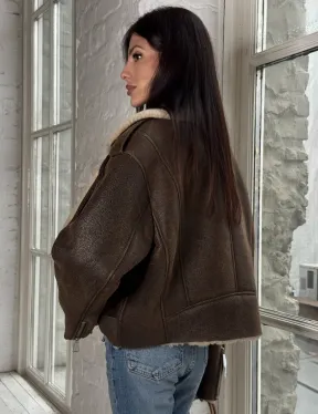 Короткая молодежная косуха-дублёнка из натуральной овчины