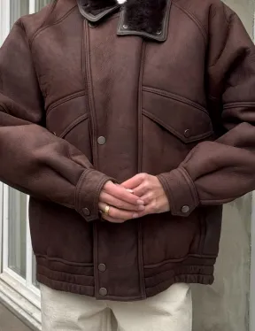 Дубленка - бомбер A LA VINTAGE из овчины мерино с воротником-стойка