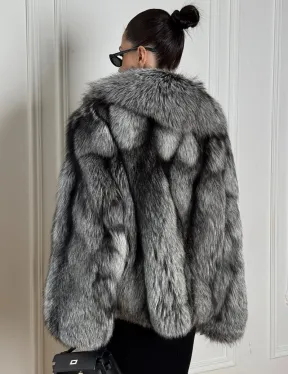 Полушубок из чернобурки A la Vintage с шалевым воротником