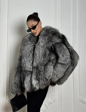 Полушубок из чернобурки A la Vintage с шалевым воротником