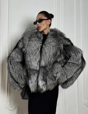 Полушубок из чернобурки A la Vintage с шалевым воротником
