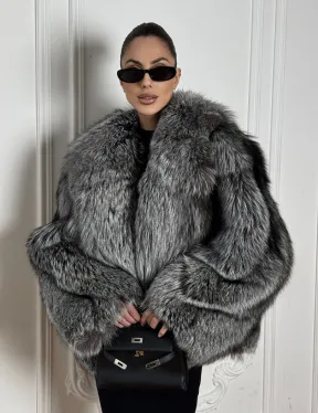 Полушубок из чернобурки A la Vintage с шалевым воротником