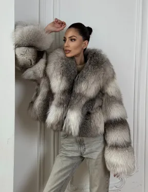 Женская короткая меховая куртка - шуба из натурального лисьего меха