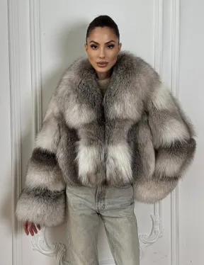 Женская короткая меховая куртка - шуба из натурального лисьего меха
