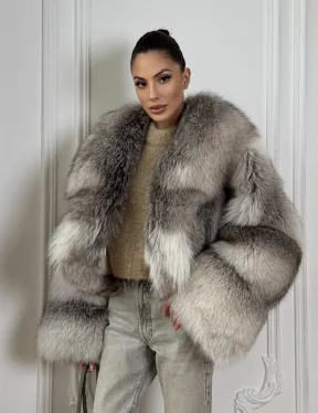 Женская короткая меховая куртка - шуба из натурального лисьего меха