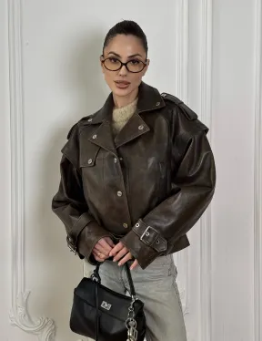 Женская косуха - жилет 2в1 трансформер из натуральной винтажной кожи