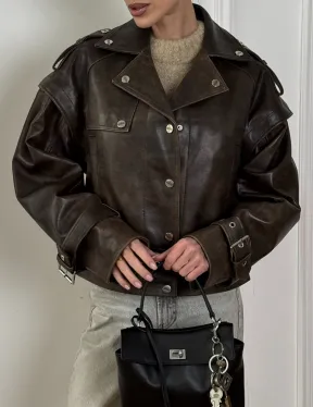 Женская косуха - жилет 2в1 трансформер из натуральной винтажной кожи