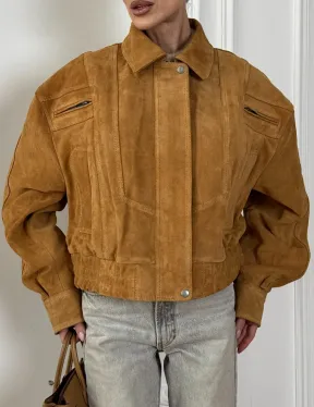 Женская замшевая куртка бомбер Camel  - «High street style»