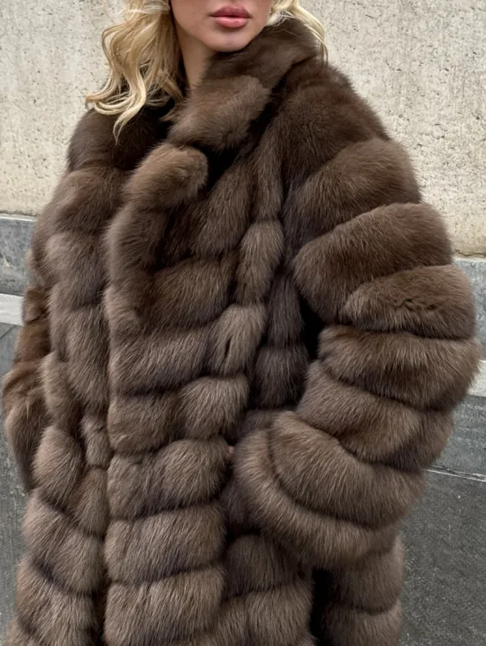 Длинная шуба из меха куницы Exclusive fur
