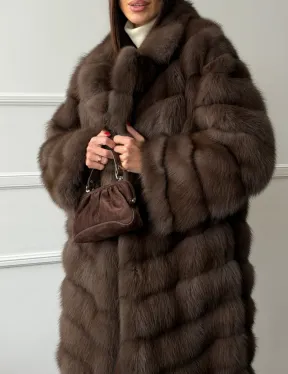 Длинная шуба из меха куницы Exclusive fur