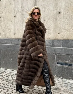Длинная шуба из меха куницы Exclusive fur