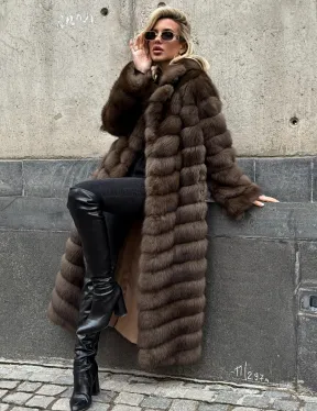 Длинная шуба из меха куницы Exclusive fur