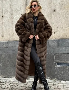 Длинная шуба из меха куницы Exclusive fur