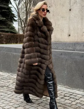 Длинная шуба из меха куницы Exclusive fur